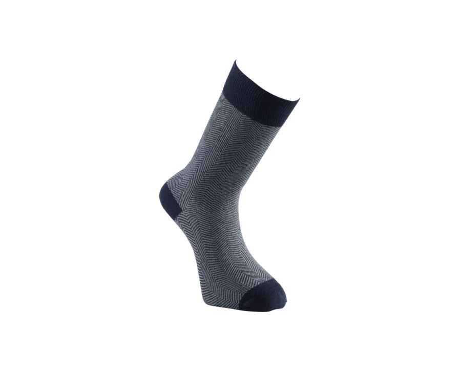 Chaussettes homme épaisses coton motif chevrons Navy et Vert