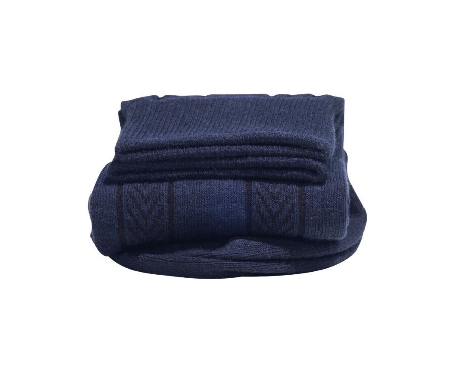 Chaussettes homme épaisses coton rayures chevrons Marine