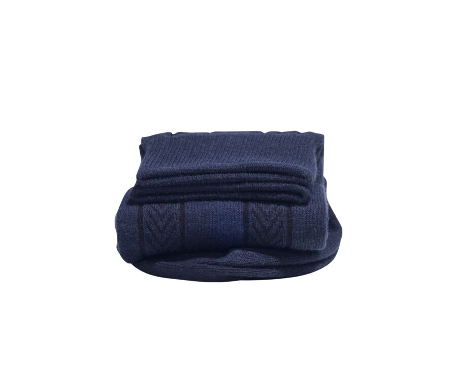 Chaussettes homme epaisses coton rayures chevrons Marine Bexley