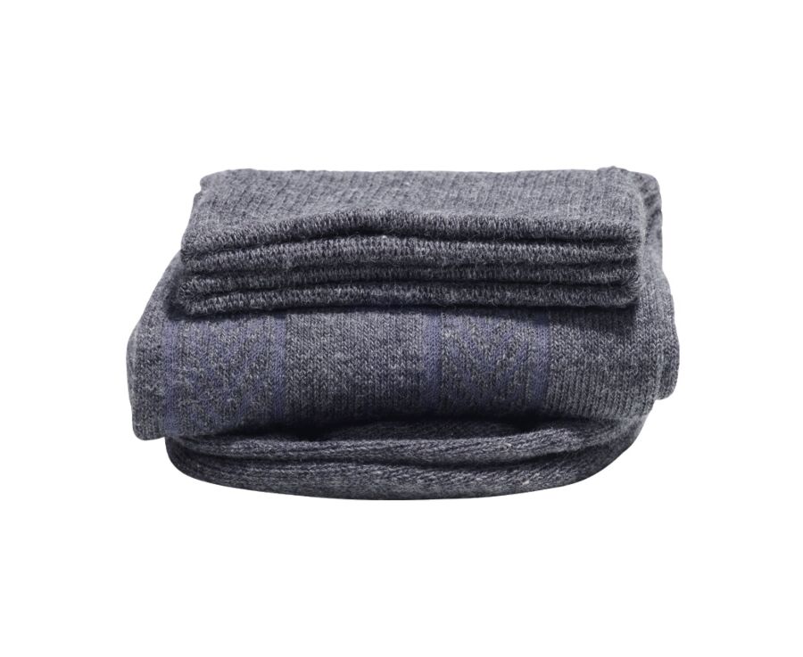 Chaussettes homme épaisses coton rayures Gris anthracite