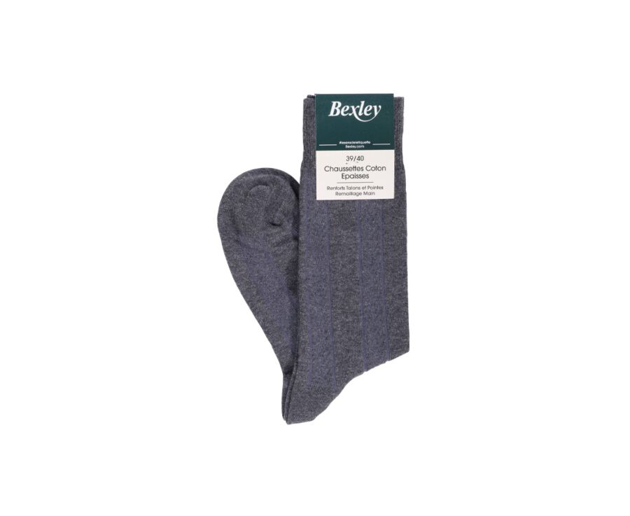 Chaussettes homme épaisses coton rayures Gris anthracite