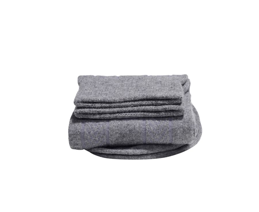 Chaussettes homme épaisses coton rayures Gris Chiné
