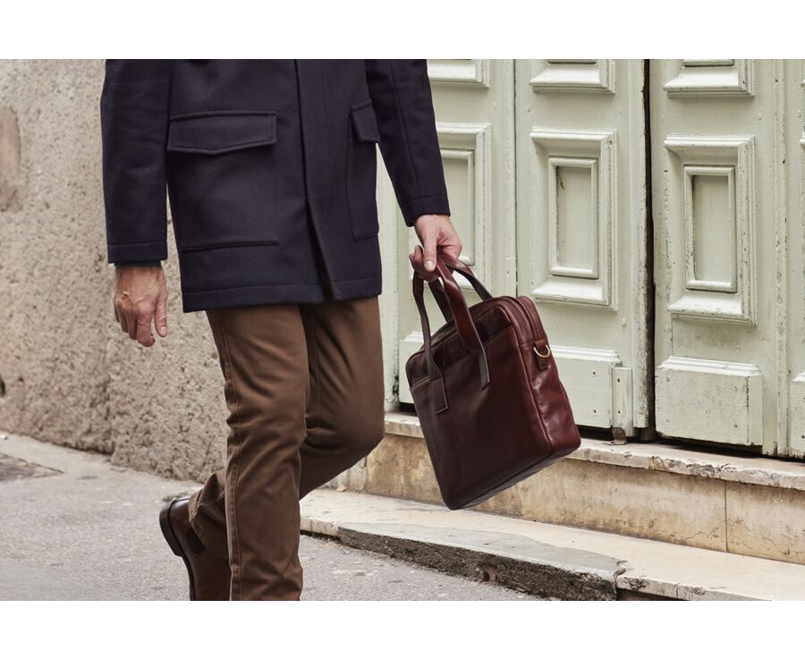 Cartable en cuir cognac - HARWINTON