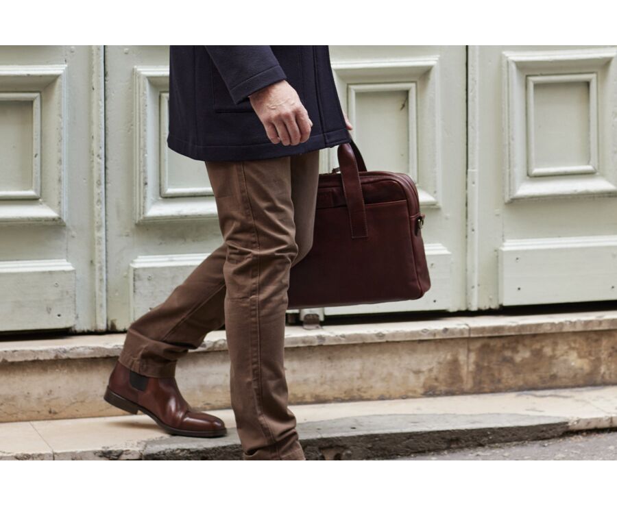 Cartable en cuir cognac - HARWINTON