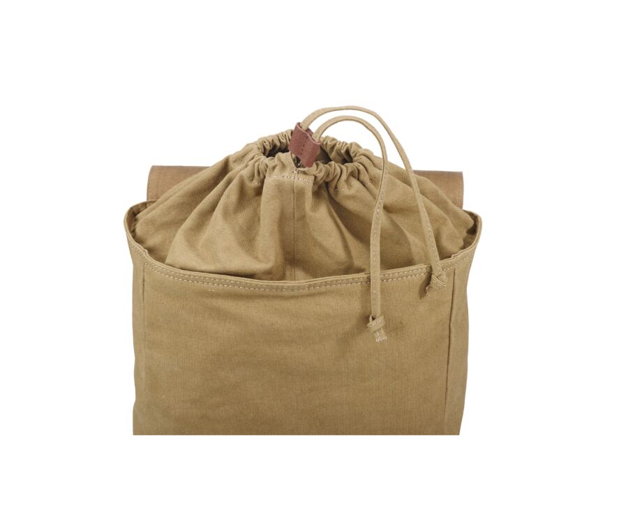 Sac à dos en toile kaki et cuir grainé Châtaigne - HUNTINGTON