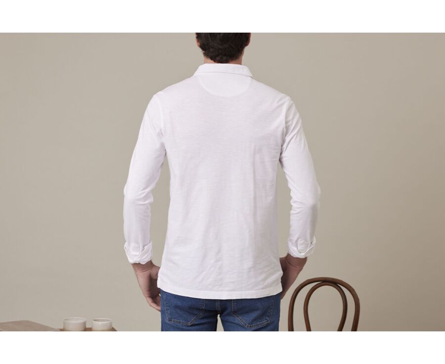 Polo manches longues homme Blanc - AIDEN ML