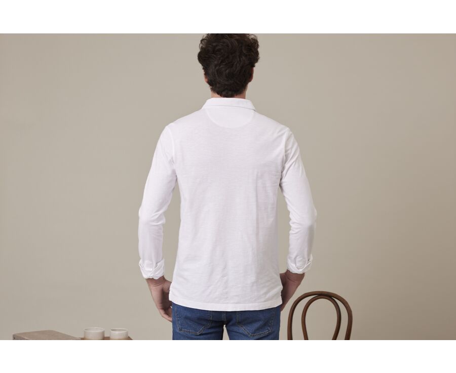 Polo manches longues homme Blanc - AIDEN ML