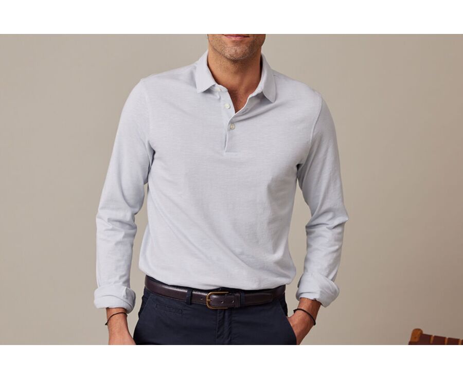 Polo manches longues homme Bleu Clair - AIDEN ML