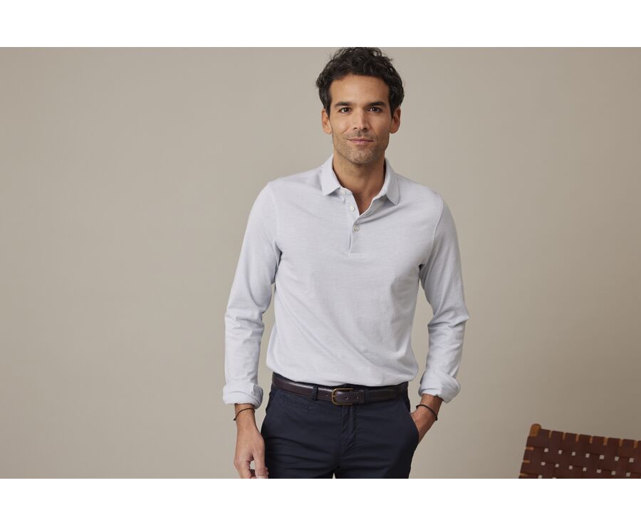 Polo manches longues homme Bleu Clair - AIDEN ML