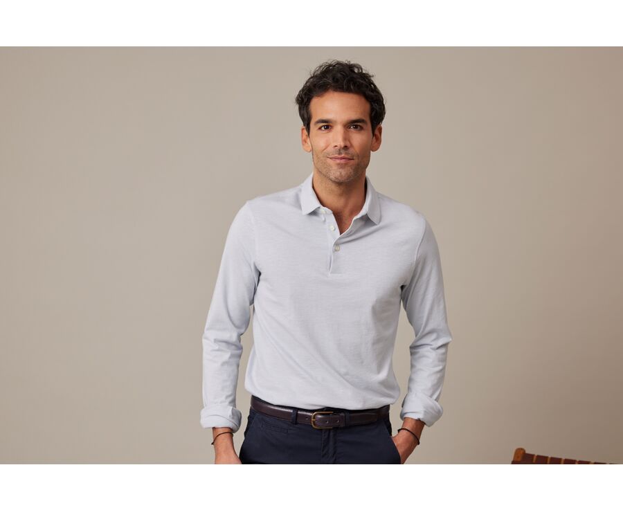 Polo manches longues homme Bleu Clair - AIDEN ML