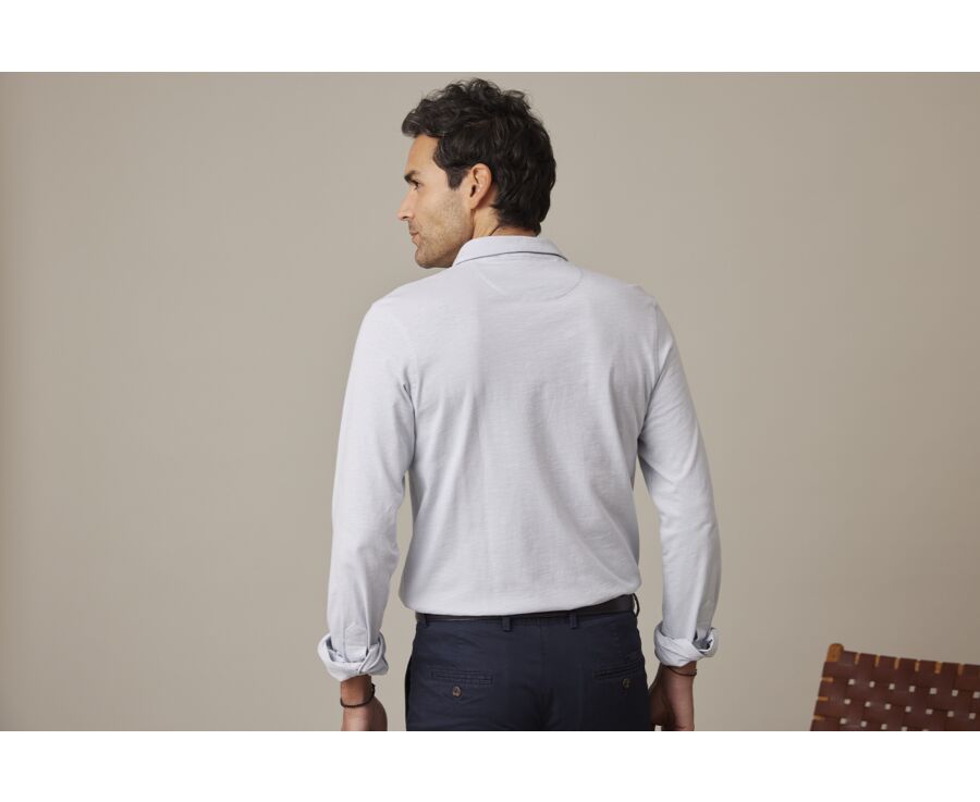 Polo manches longues homme Bleu Clair - AIDEN ML