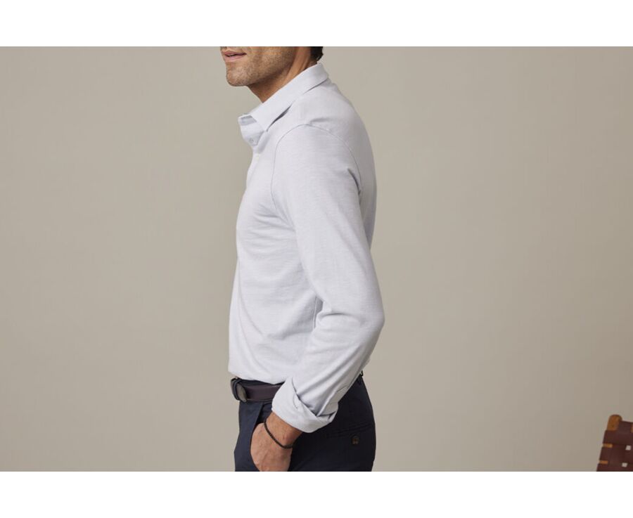 Polo manches longues homme Bleu Clair - AIDEN ML
