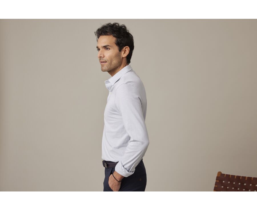 Polo manches longues homme Bleu Clair - AIDEN ML