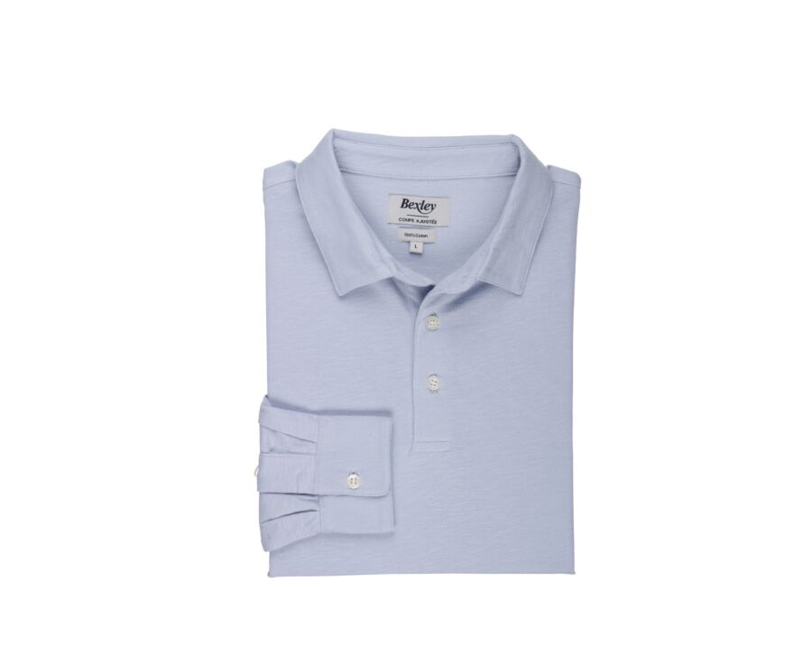 Polo manches longues homme Bleu Clair - AIDEN ML