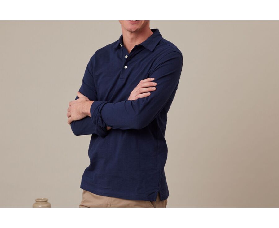 Polo manches longues homme Navy - AIDEN ML