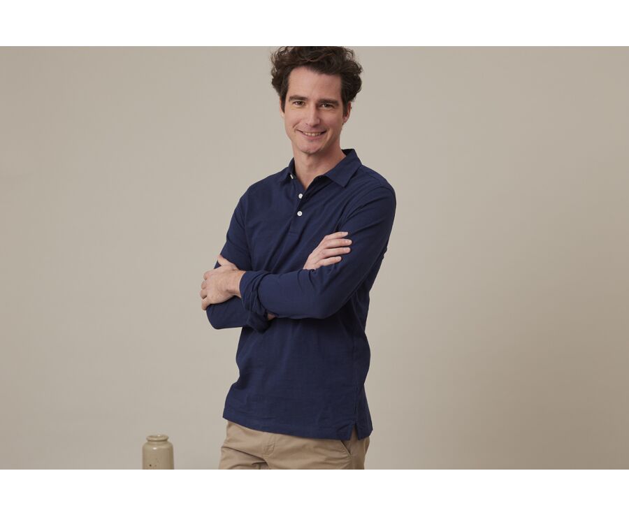 Polo manches longues homme Navy - AIDEN ML