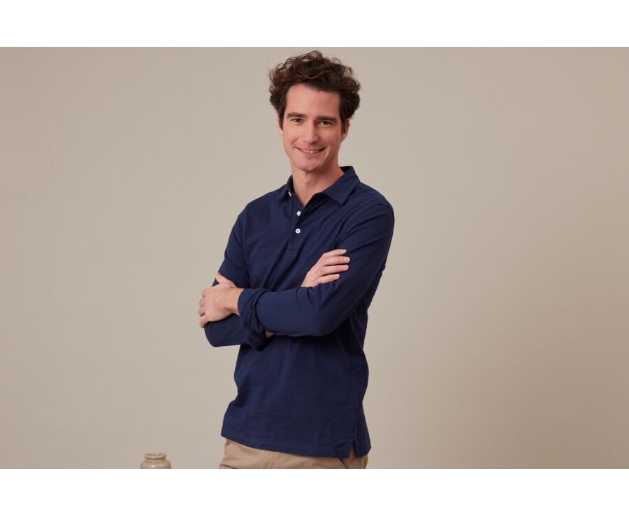Polo manches longues homme Navy - AIDEN ML