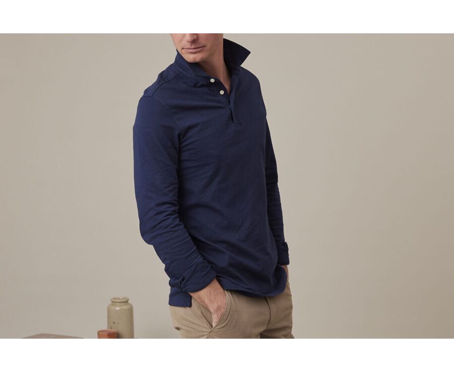 Polo manches longues homme Navy - AIDEN ML
