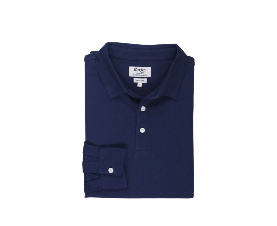 Polo manches longues homme Navy - AIDEN ML