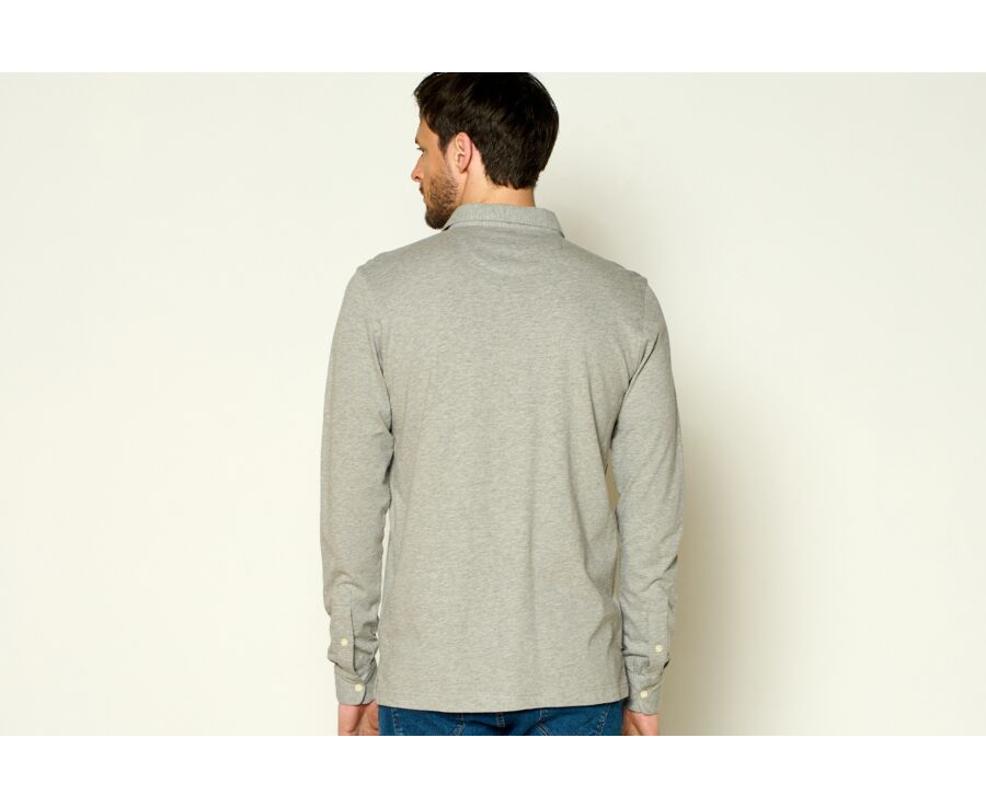 Polo manches longues homme Gris Clair Chiné - AIDEN ML