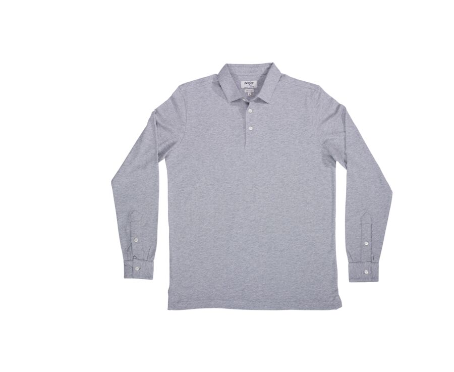 Polo manches longues homme Gris Clair Chiné - AIDEN ML