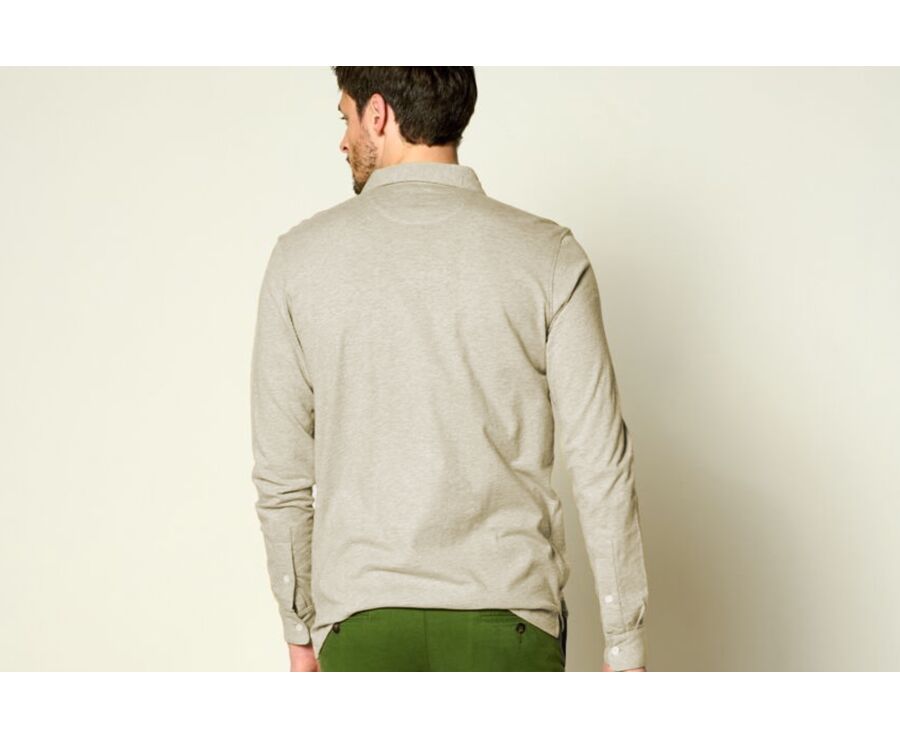 Polo manches longues homme Taupe Clair chiné - AIDEN ML