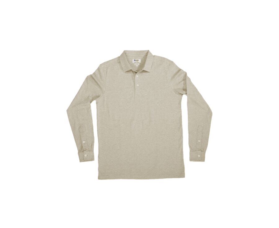 Polo manches longues homme Taupe Clair chiné - AIDEN ML