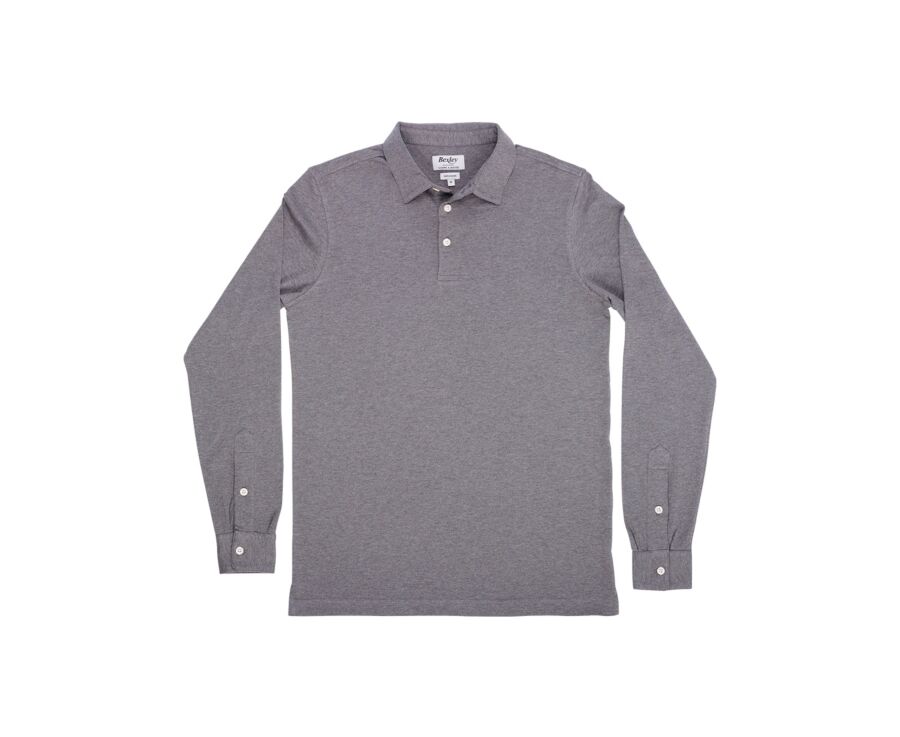 Polo manches longues homme Kaki Chiné - AIDEN