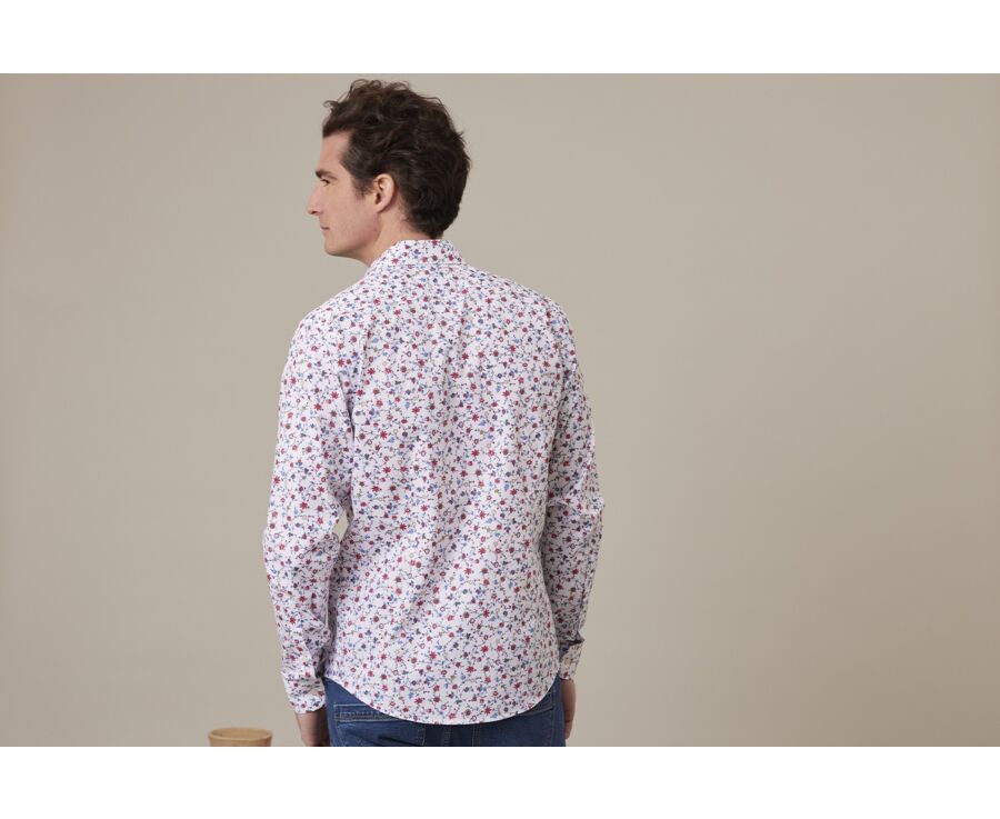 Chemise imprimée bleu rouge et beige - RODÉRIC