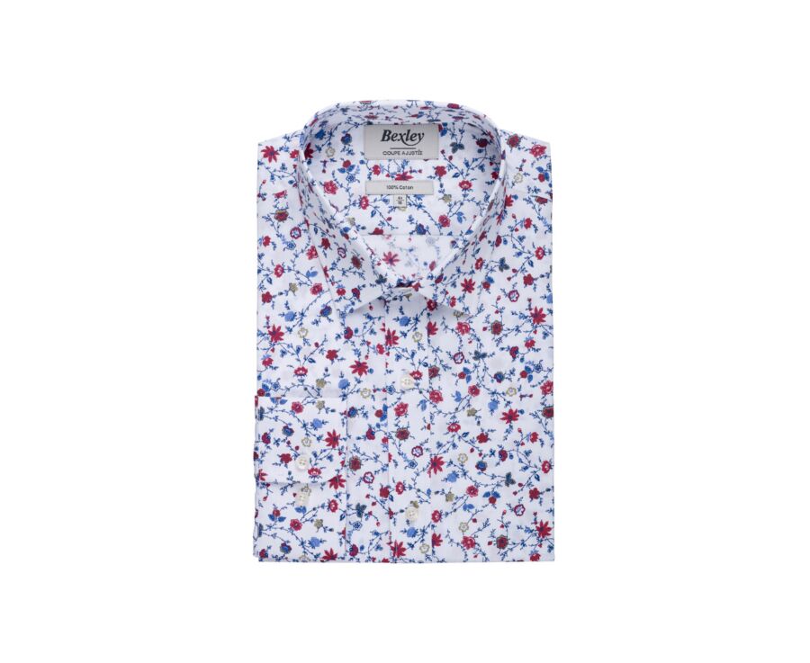 Chemise imprimée bleu rouge et beige - RODÉRIC