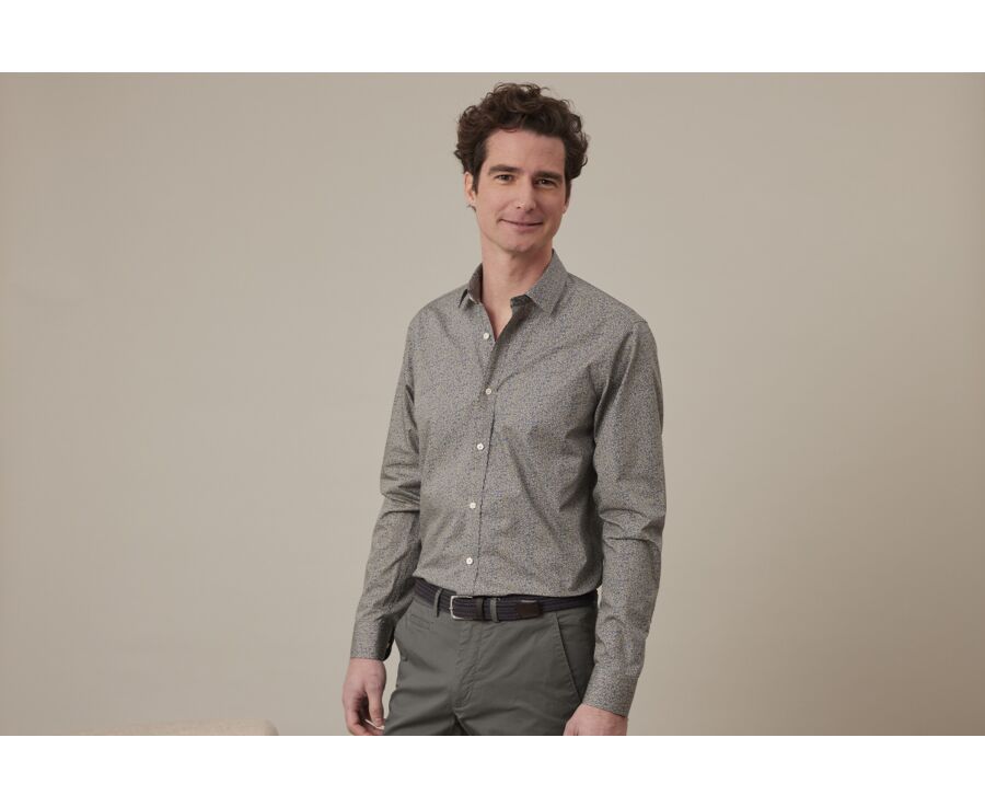 Chemise imprimée Bleue et Beige - ULDÉRIC