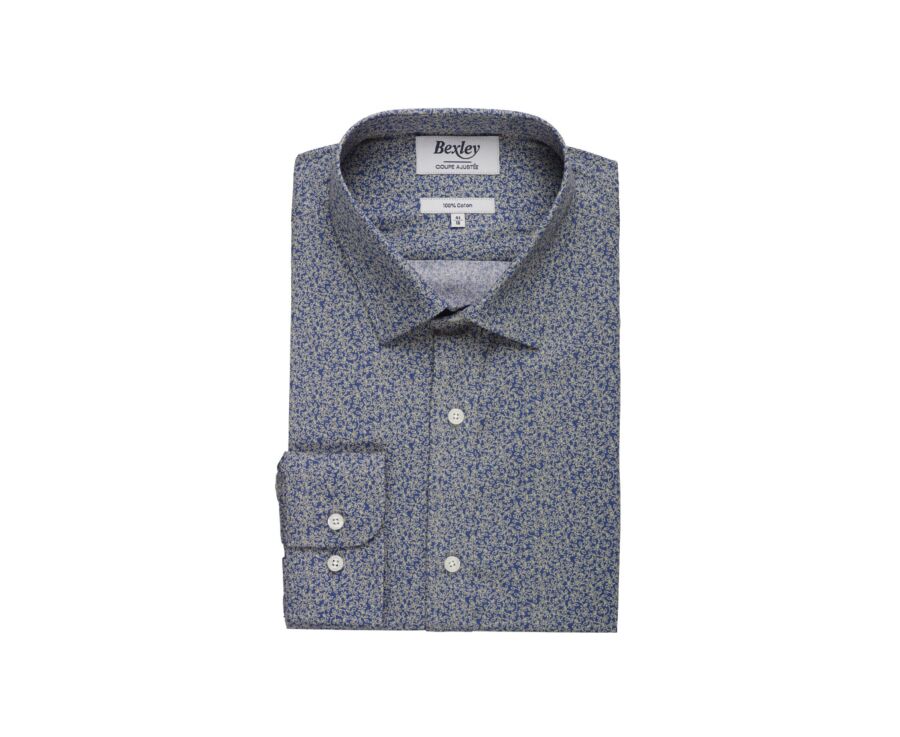 Chemise imprimée Bleue et Beige - ULDÉRIC