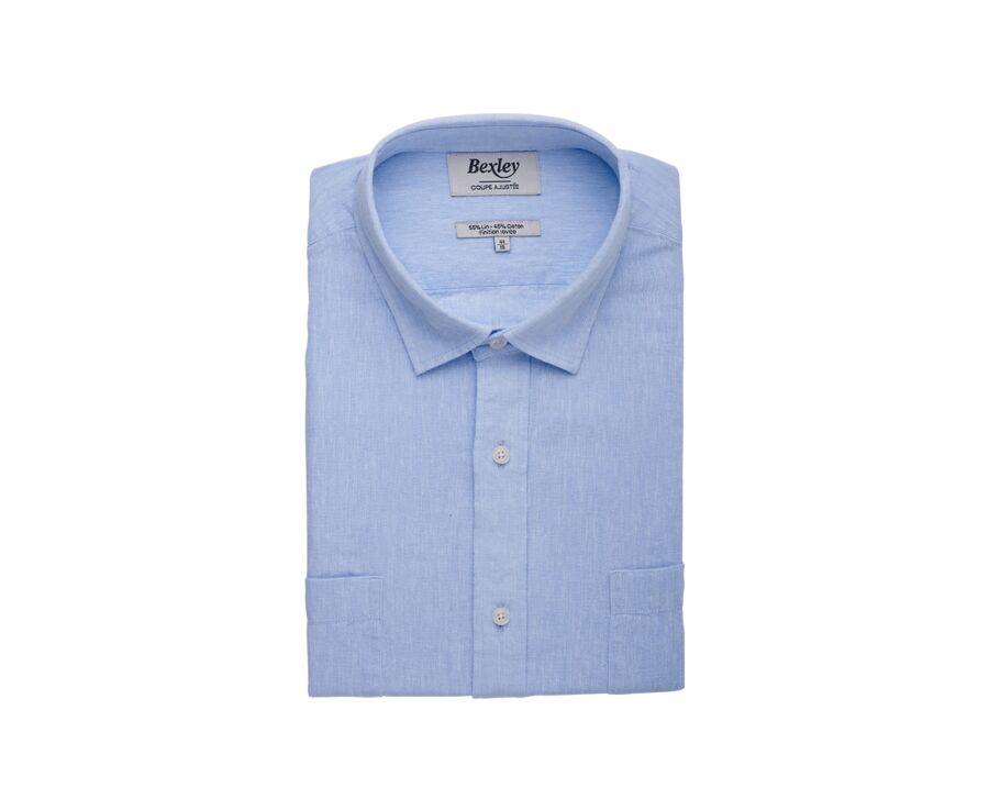 Chemise homme coton/lin Chambray Bleu Clair - SIPHÉRIN