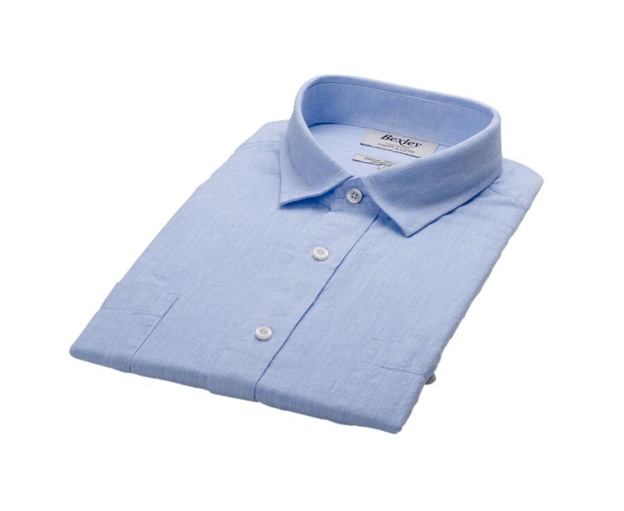 Chemise homme coton/lin Chambray Bleu Clair - SIPHÉRIN