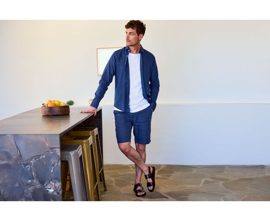 Bermuda lin Bleu Indigo - BORYS