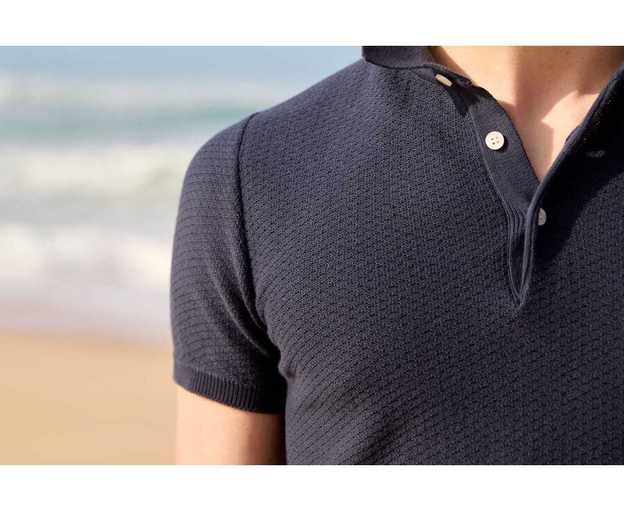 Polo homme texturé Bleu Pétrole - BRAIDEN