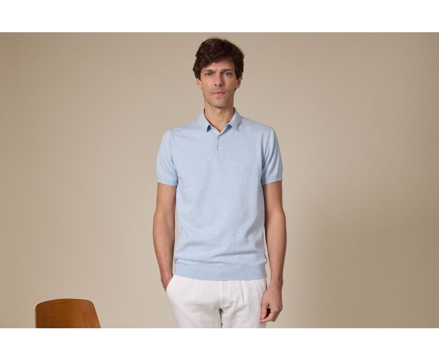 Polo homme Bleu Ciel Chiné - BRAIDEN