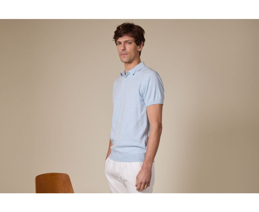 Polo homme Bleu Ciel Chiné - BRAIDEN
