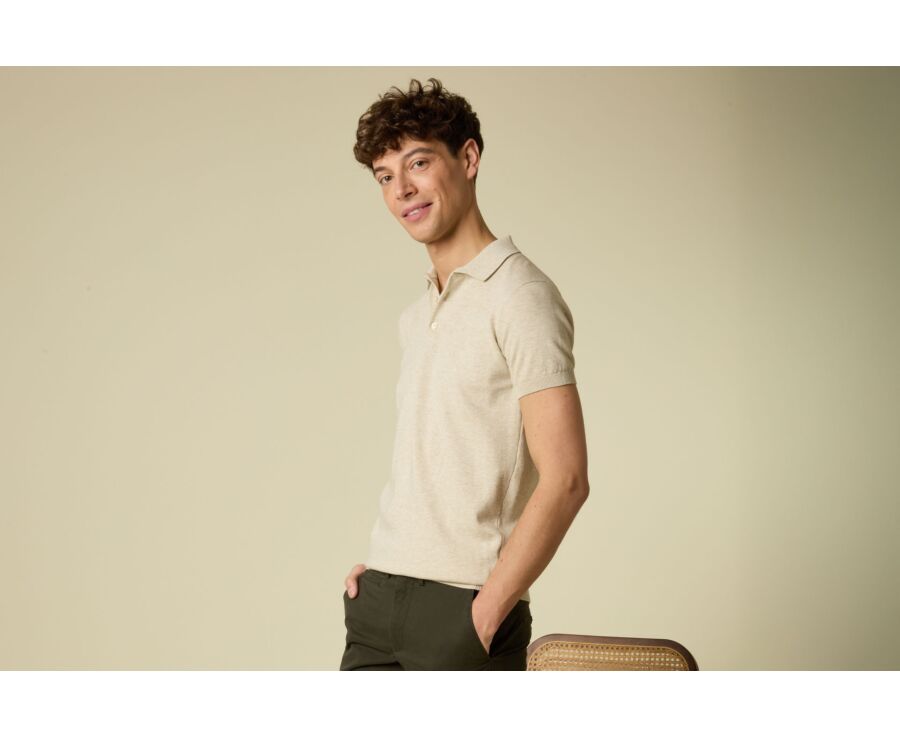 Polo habillé homme Beige Chiné - BRAIDEN
