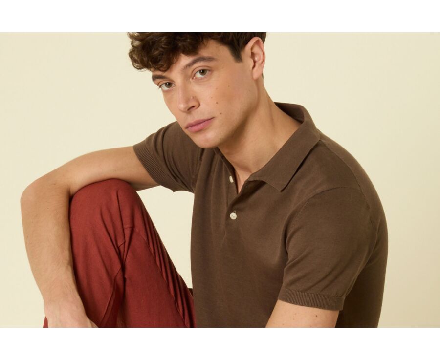 Polo habillé homme Cacao - BRAIDEN