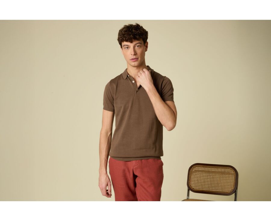 Polo habillé homme Cacao - BRAIDEN