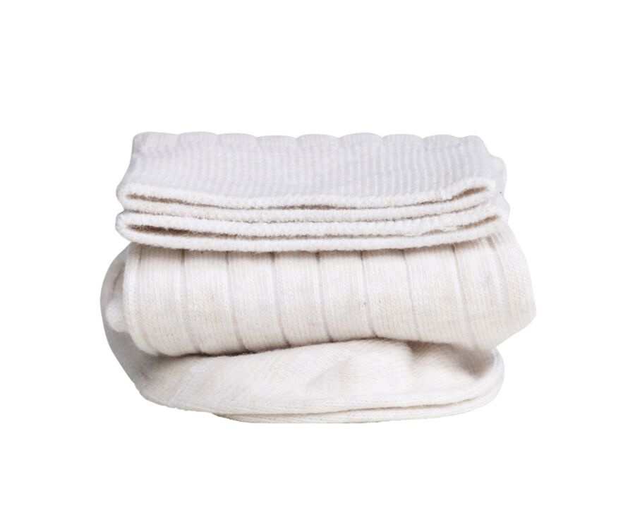 Chaussettes homme coton lin avec côtes Écru