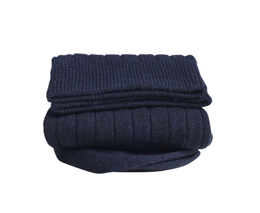 Chaussettes homme coton lin avec côtes Marine