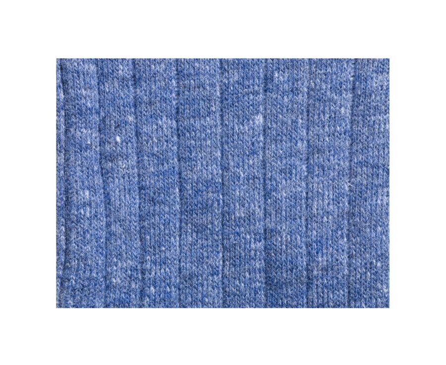Chaussettes homme coton lin avec côtes Bleu Moyen Chiné