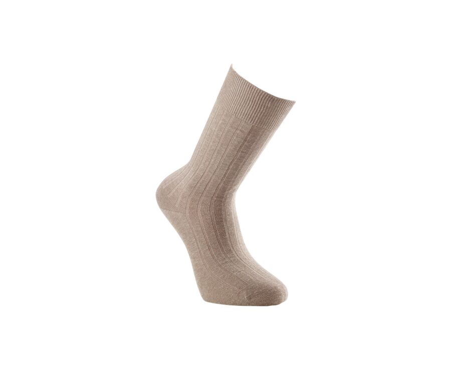 Chaussettes homme coton lin avec côtes Kaki Chiné