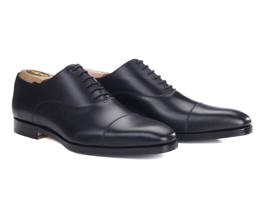 Richelieu noir patiné homme semelle cuir avec patin gomme - SPEZIA II PATIN