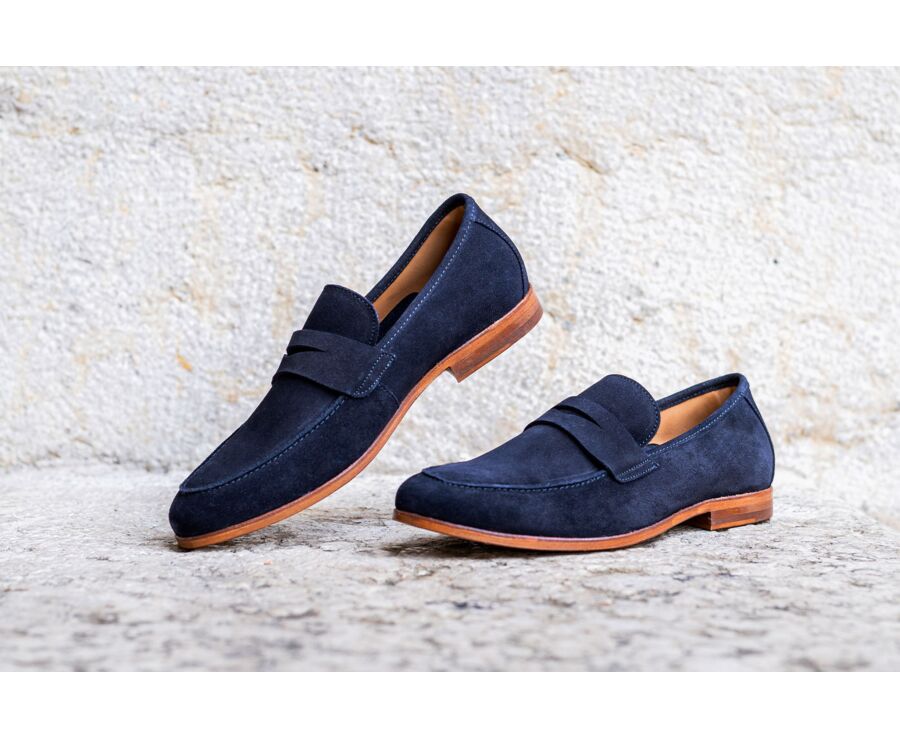 Mocassin homme cuir Velours Marine - DERVIO