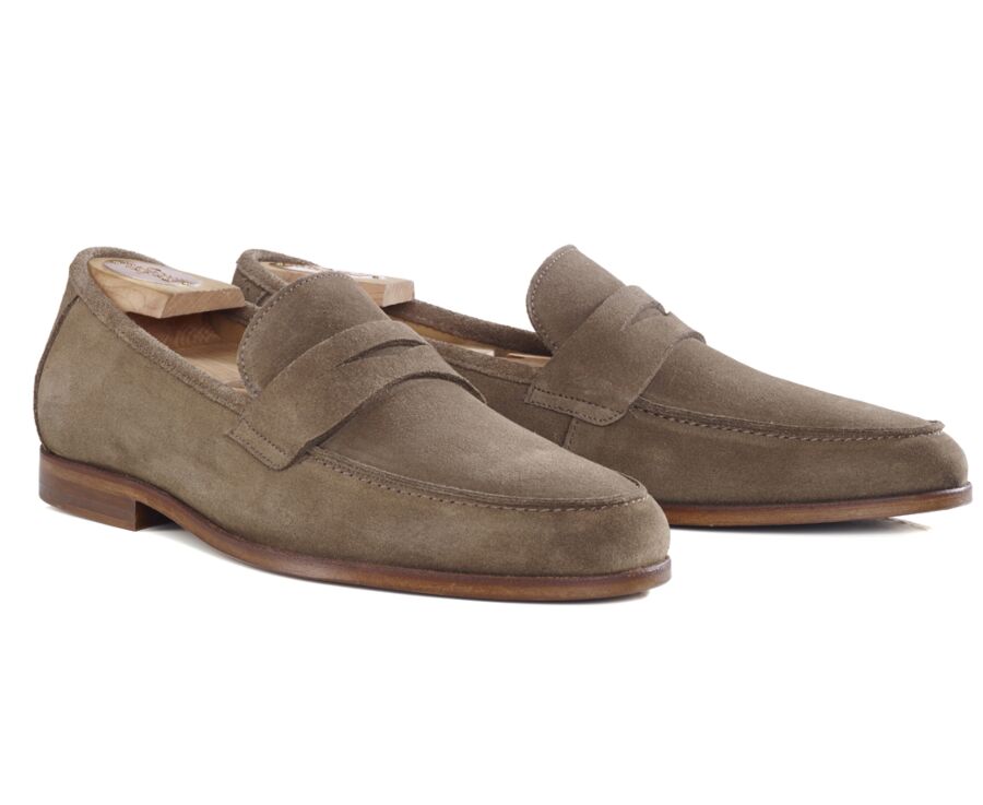 Mocassin homme cuir Velours Taupe - DERVIO