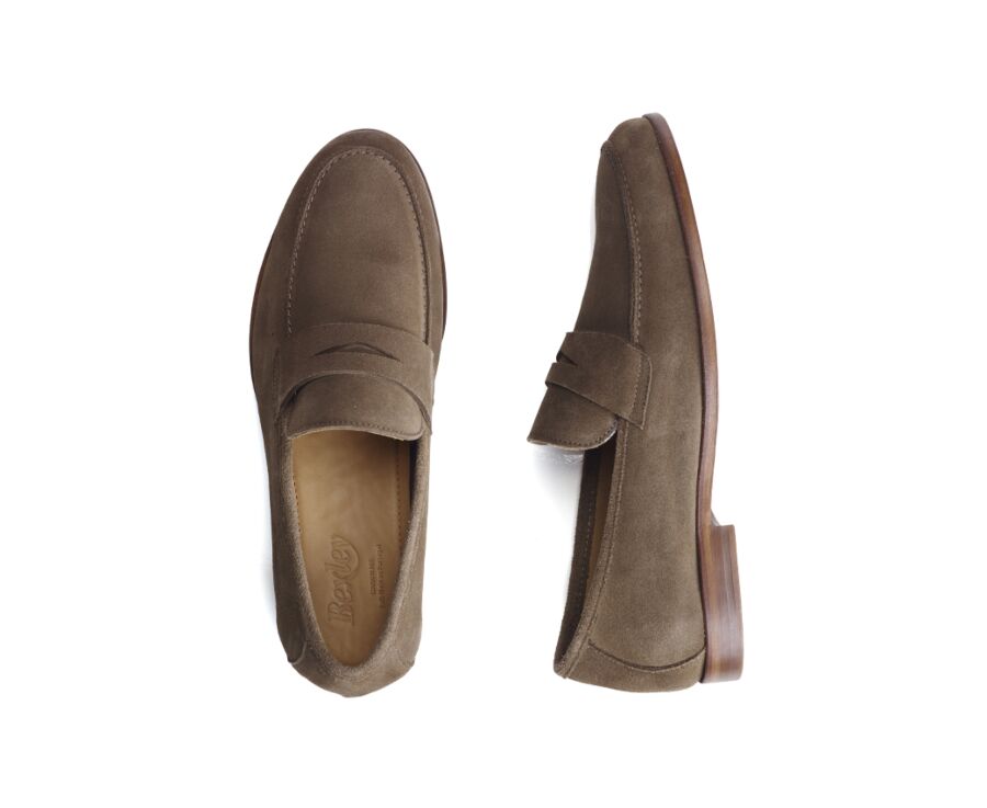 Mocassin homme cuir Velours Taupe - DERVIO