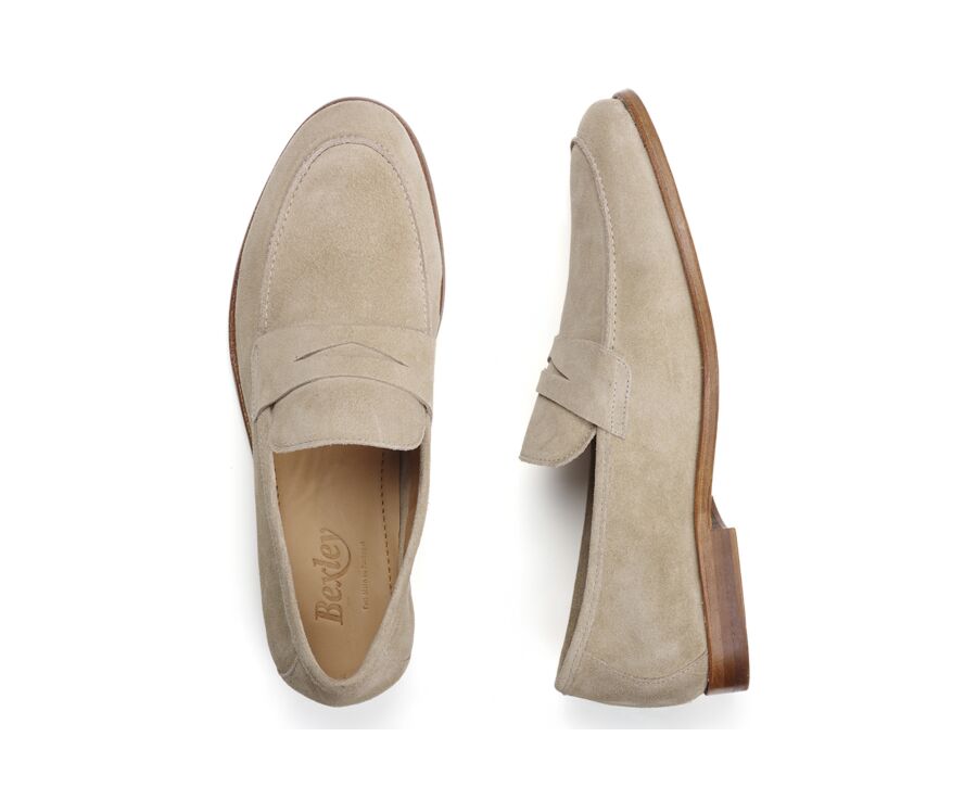 Mocassin pour homme Velours Beige foncé - DERVIO